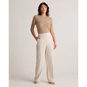 QUINCE Stretch Crepe Classic Trouser Pants Sand Cream Sz 6 {3X33}